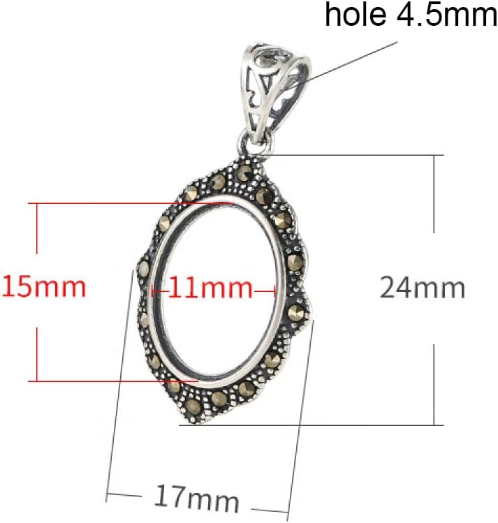 Thai Sterling Silver Pendant Base Blank fit 8X10/10X14/12X16/13X18mm Oval Cabochon Mounting Setting Open Back Bezel Frame Tray DIY Jewelry Craft