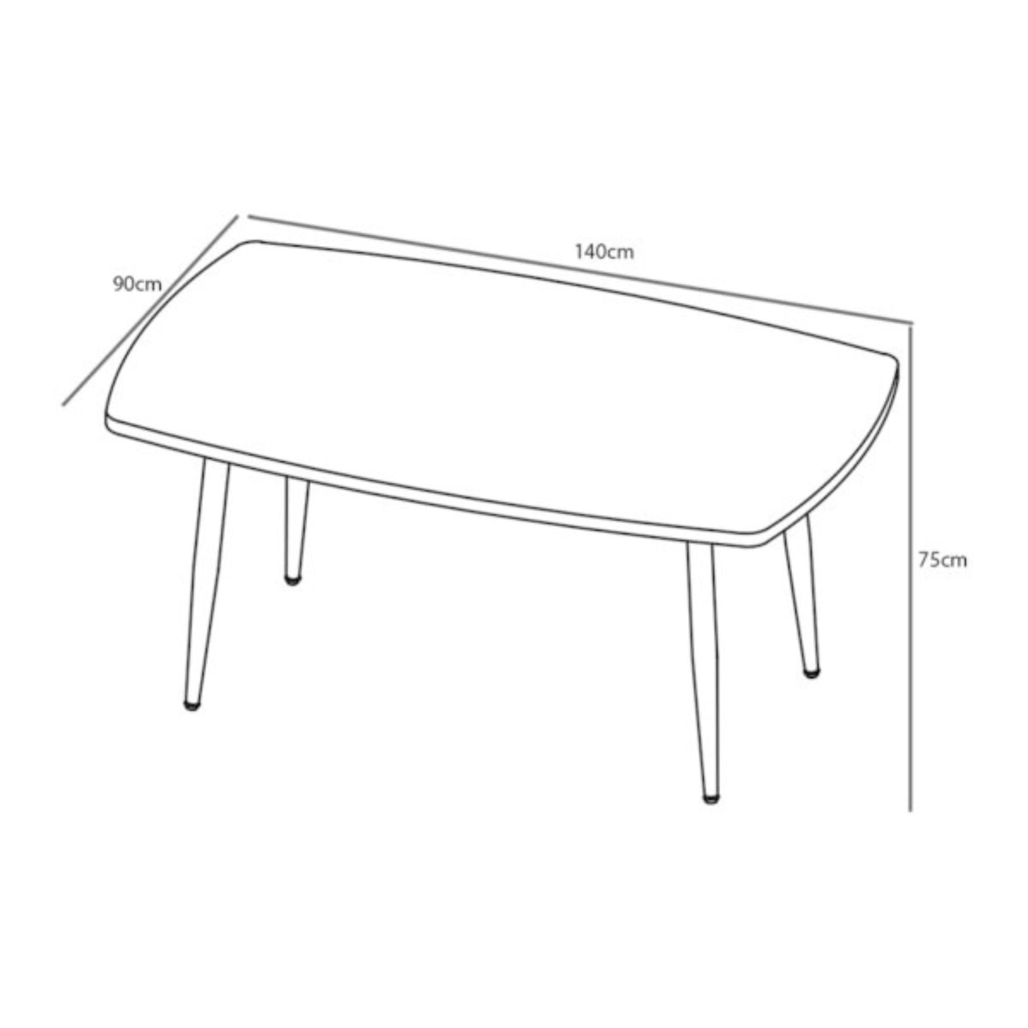 Conjunto de Comedor Mesa Rectangular 140x90 cm y 4 Sillas Tapizadas Gris