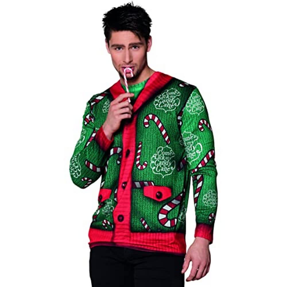 Boland 10117376 Photorealistic Shirt Candy Cane, Green/red, L