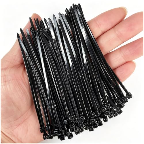 HAN-LBG 100 Pack Small Cable Ties Black 100mm x 2.5mm - Premium Small Zip Ties & Nylon Tie Wraps - UV Resistant Self-Locking Plastic Ties for Cables Wire Ties for Home Garden Office & DIY