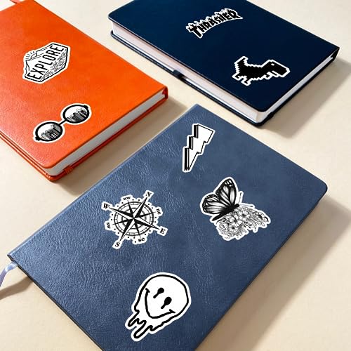 Image of CodersParadise 60-Piece Black & White Aesthetic Stickers | Waterproof, Residue-Free Vinyl Stickers for Laptop, Journal, Guitar, Mobile, Water Bottle