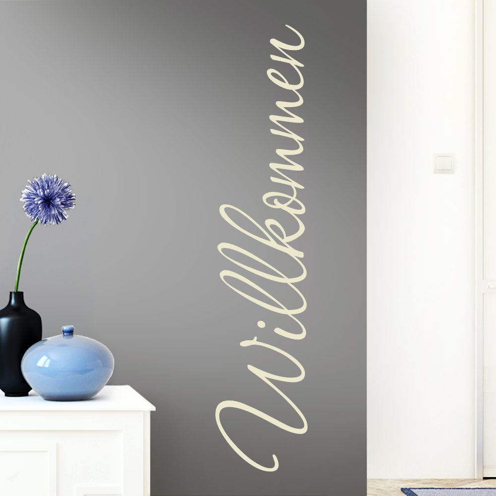 Wandtattoo 'Willkommen' In Creme-weiß – 90x27 Cm, Selbstklebend, Rückstandslos Entfernbar