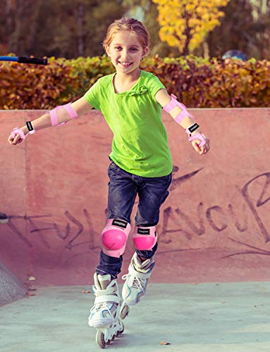 Knee Pads Kids/Youth, 6-in-1 Sports Knee Elbow Wrist Pads Guards, Safety Protective Gear for Roller Skates Cycling BMX Bike Skateboard Inline Skatings Scooter Riding and Other Extreme Sports - Thumbnail 7