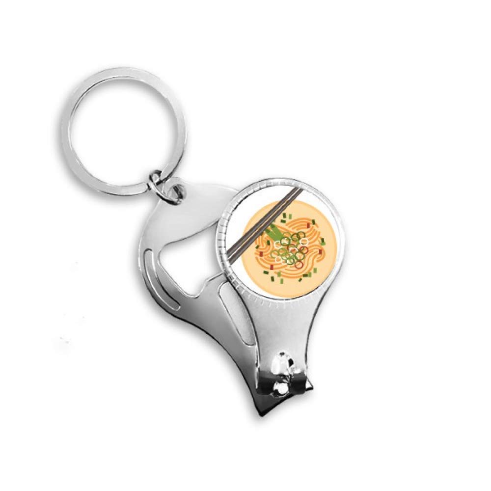 Chinese Dish Noodle Delicious Food Pattern Nail Nipper Ring Key Chain Bottle Opener Clipper