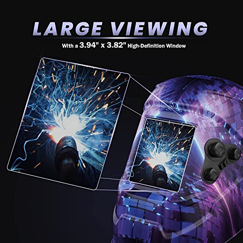 Welding Helmet, Hamopy Auto Darkening Welding Helmet With 3.94"×3.82" Large Viewing Screen, 4 Arc Sensor Wide Shade Range 5/9-9/13 Weld Hood Helmet For Tig Mig Arc, True Color Welding Mask #TOP2