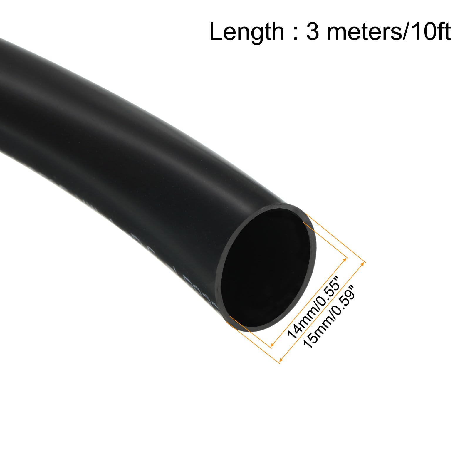 QUARKZMAN Tubi in PVC Nero, 14mm ID 10ft Guaine per Cavi Elettrici Guaina Flessibile Protettiva di Cavo per Protezione di Fili e Cavi