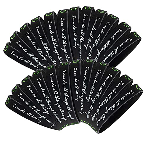 I Can Do All Things Through Christ One Size Fits Most Silicone Bracelets, Pack of 24