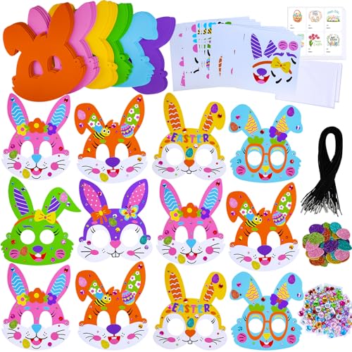 Winlyn 24 Sets Easter Bunny Masks Craft Kits DIY Foam Easter Bunn...