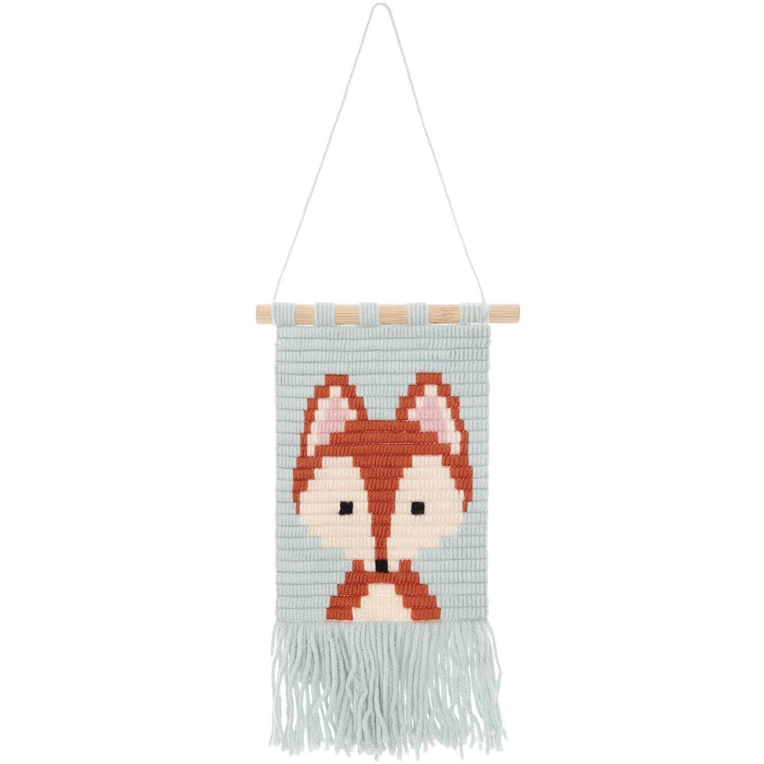 Kit DIY broderie complet avec bannières en tissu et fils inclus motif renard