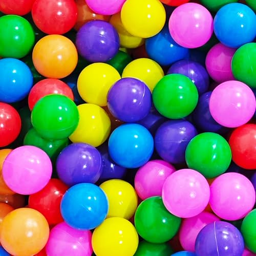 2.2in/5.5cm Ball Pit Balls, 100-Pack in 7 Vivid Colors (Red/Orange/Yellow/Green/Blue/Purple/Pink) - Non-Toxic, Durable for Game Tents, Pools & Bounce Houses, Ages 0+1