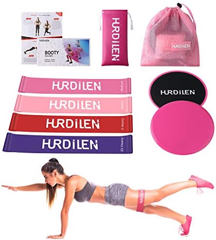 Resistance Loop Bands with Exercise Sliders,Resistance Exercise Bands for Home Fitness, Crossfit, Stretching, Strength Training,Physical Therapy,Natural Latex Workout Bands,Pilates Flexba