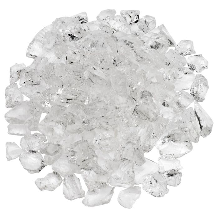 R H LIFESTYLE Crushed Glass/Fire Pits for Resin Art High Luster Fire Glass Used Specially for Resin Art/Geode Art Fire Pit Crafts (White 12mm, 200G)