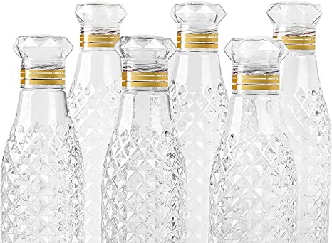 Image of MEELANA Crystal Clear Plastic Water Bottle Ideal for Home, Office, Sports, School, Restaurant, Travelling, Gym, Yoga non Toxic Checkered Pattern Fridge Water Bottle (1000 ML) (12)