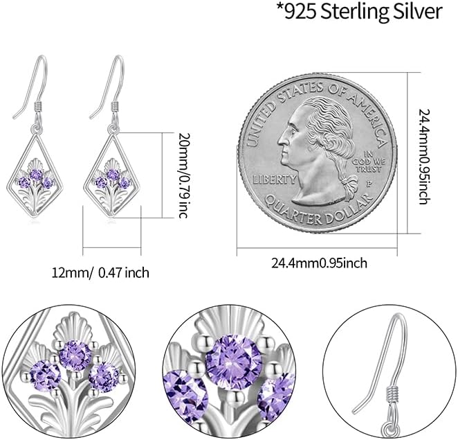 925 Sterling Silver Drop Dangle Huggie Earrings for Women Octopus/Cardinal/Cherry/Skull/Claddagh/Celtic/Scottish Thistle Earrings Trendy Jewelry Birthday Gift for Women Her Wife Friends - Image 2