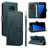 Bravoday Handyhülle für Samsung Galaxy S7 Hülle, Premium PU Lederhülle Klappbar Tasche Klapphülle mit Magnet Kartenfach Standfunktion Schutzhülle für Galaxy S7, Dunkelgrün