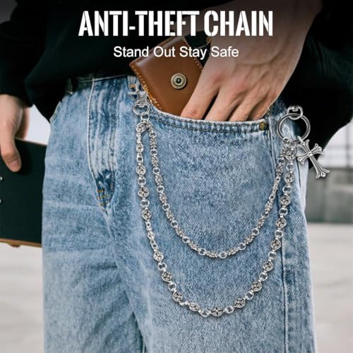 Image of GUSTAVE Layered Pants Chain for Men Double Punk Wallet Chains Trousers Jeans for Biker Heavy Skull Belt Gothic Accessories