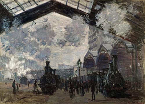 ONEOVA Tirages Toile d'art d’Art Murales De célèbres tableaux Claude-Oscar Monet La gare Saint-Lazare pour les décorations pour la maison 60x90cm