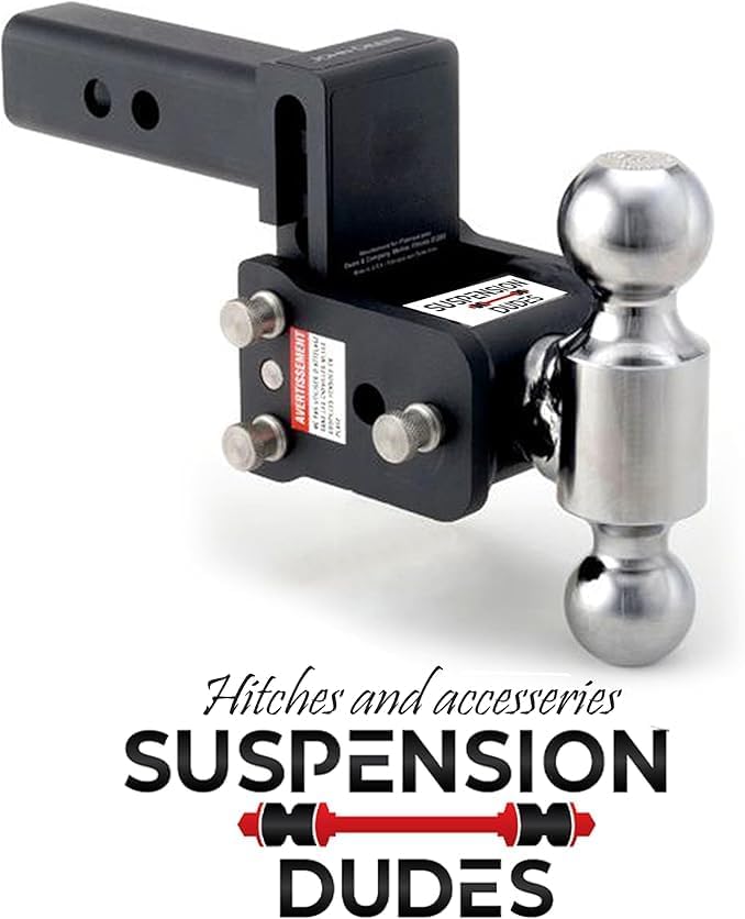 Suspension Dudes Anti-Rattle Trailer Hitch Pin Prevents Wobble and Swaying, Corrosion Resistant - Fits 2" Receiver with 1/2" Pinhole - (Black)