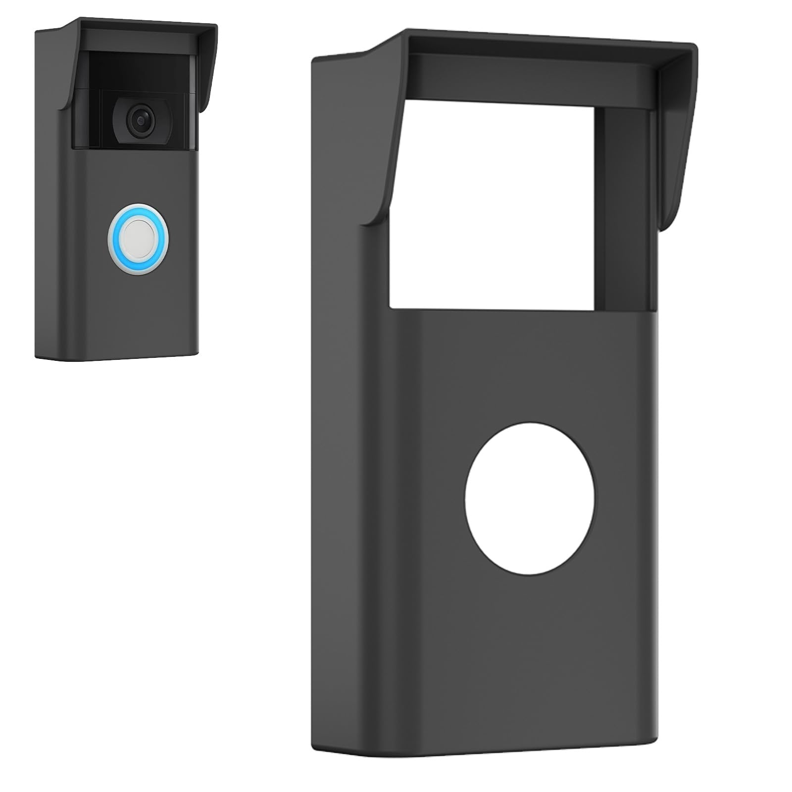 Silicone Skin Cover Compatible with Ring Video Doorbell 2nd Gen (2020 Release) Outdoor Doorbell Protector with Sun Visor Waterproof & UV Resistant Dustproof Silicone Case for Ring Smart Home Security
