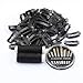 50pcs Wig Clips 32mm Snap Clips For Hair Extension 6-teeth Black Color Hair Extensions Clip with Thread and Needles (Black -50pcs)