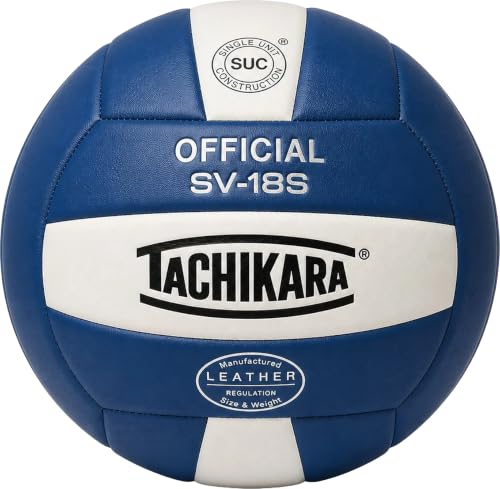 Image of Tachikara Institutional Quality Composite Leather Volleyball, Royal-White