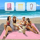 MUEUSS Beach Blankets Sandproof,Extra Large Beach Mat 79' x 83' for 2-4 Adults Sand Free Lightweight Quick Drying,Waterproof Picnic Camping Blankets (Pink)