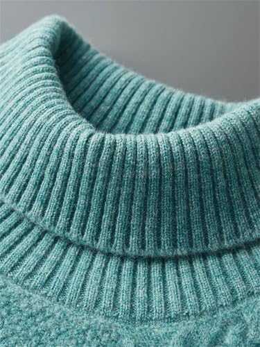 Men Turtleneck Sweater Thick Pullover Knitwear Twist Flower Knitting Warm Tops2