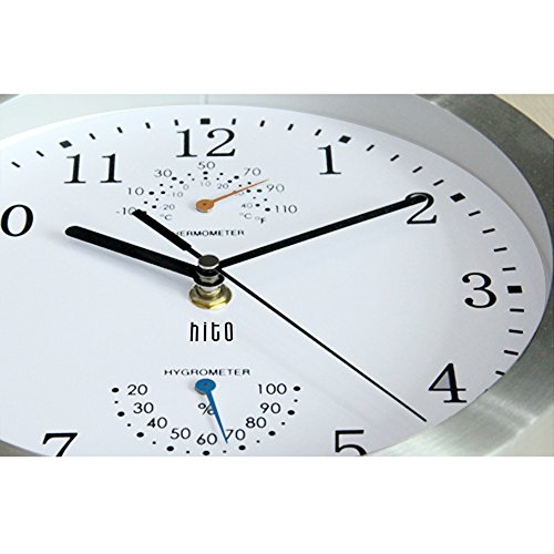 hito Modern Silent Wall Clock Non ticking 10 inch Excellent Accurate Sweep Movement Silver Aluminum Frame Glass Cover, Decorative for Kitchen, Living Room, Bedroom, Bathroom, Bedroom, Office (White)