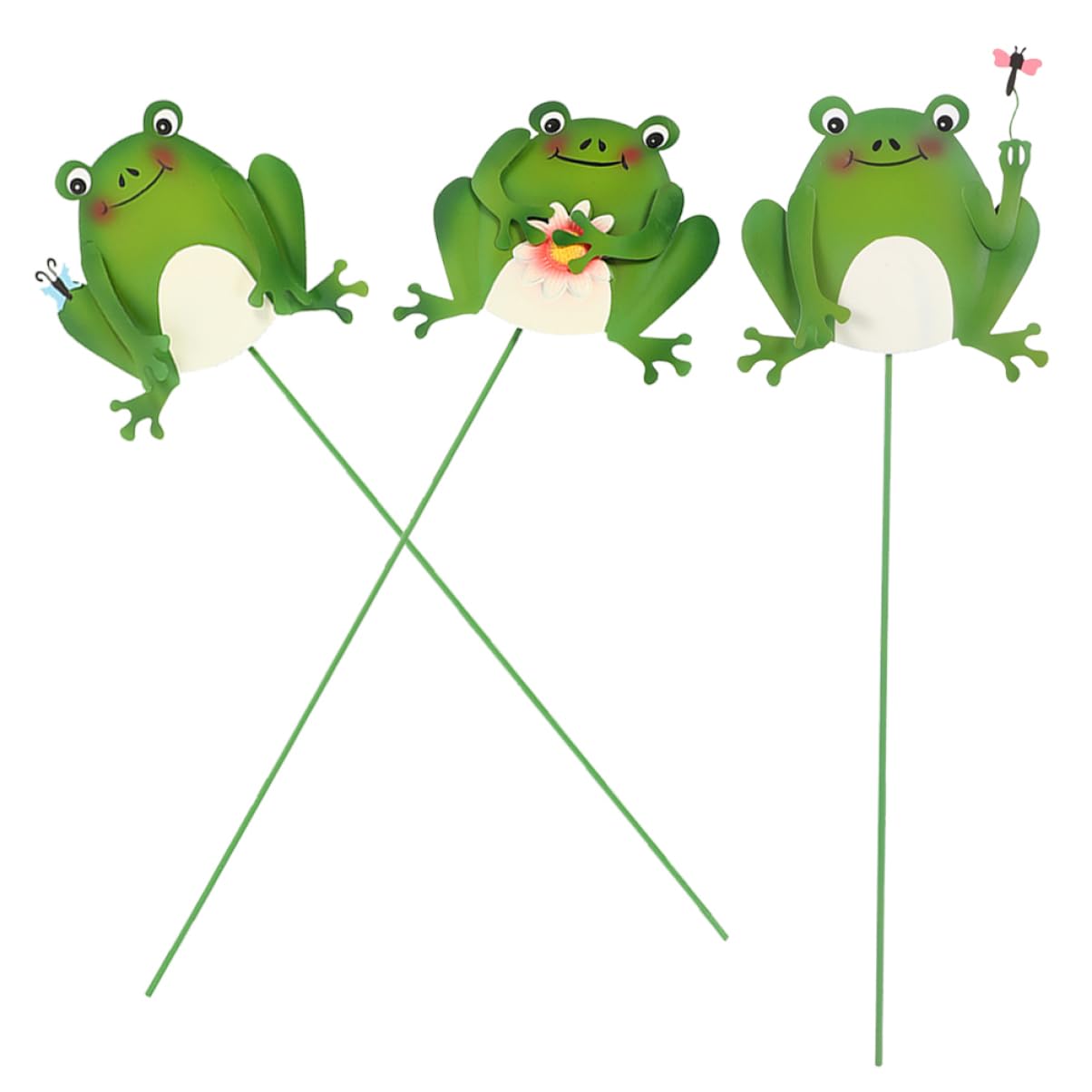 Toyvian 5 Sätze Metallfrösche Für Gartenstecker Dekorative Gartenfiguren in Cartoon Design Für Blumenbeete Und Höfe Lebendige Deko Für Gartenliebhaber Und Frogs Fans 3 Stück * 5