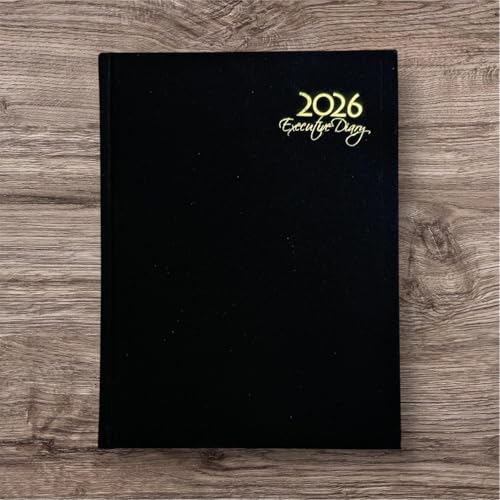Image of New year Executive diary 2026, black PU leather Hardcover diaries 2026, Standard Format, Daily Organizer, Gift Journal 2026 Office Planner 2026 Diary for Professionals One-Day-to-a-Page Monthly Planner -BLK- B5- Set of 3