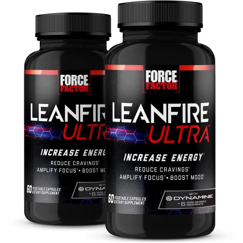 LeanFire Ultra Thermogenic Energy & Metabolism Booster, Mood & Focus Support with Green Tea Extract, L-Carnitine, and 5-HTP to Increase Energy and Reduce Cravings, Force Factor, 60 Count (Pack of 2)