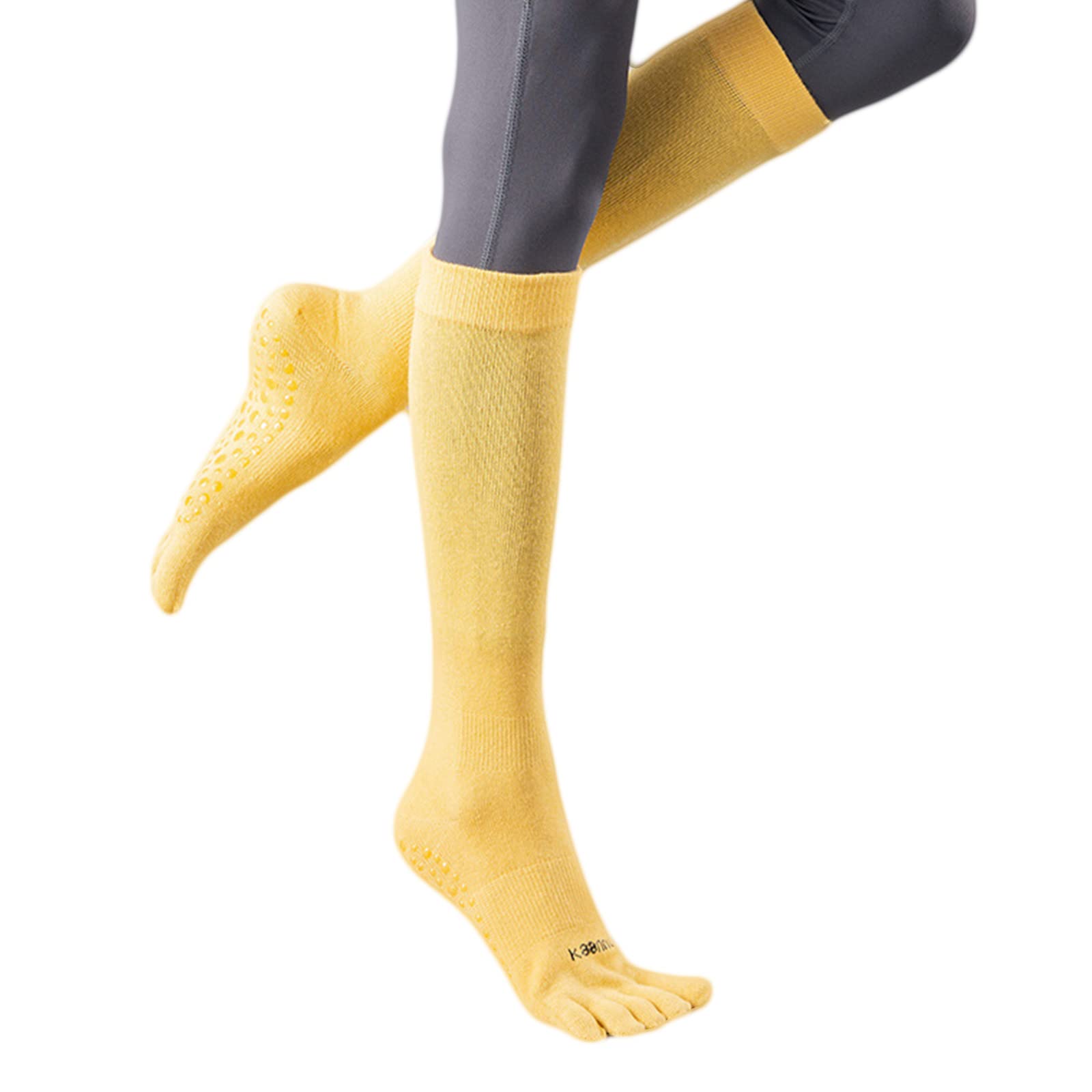 GRABAGECAN Women Socks Bright Solid Color Five Finger Long Stocking