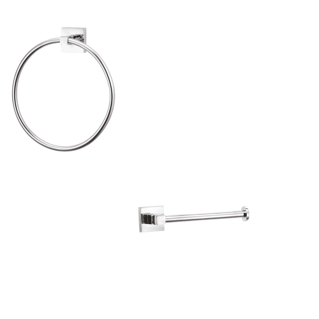 HNY Cardinal Brass Towel Ring with Towel Ring with Toilet Paper Holder (Silver, HNY6016