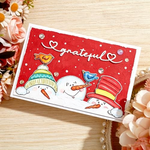 MCPOOX Festivals Metal Cutting Die for Scrapbooking, Christmas Cut Stencils for DIY Scrapbook Photo Album Decorative Paper Card, Card Making Supplies, Embossing (Three Snowmen 3.9 x 3 in)