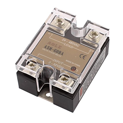 uxcell ASH-60DA 3-32VDC to 24-480VAC 60A Single Phase Solid State Relay DC to AC Relay
