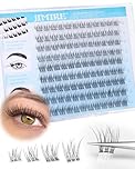 JIMIRE Self Adhesive Eyelashes Natural Pre Glued Lash Clusters No Glue Needed Press on Lashes Wispy Reusable Self Adhesive Cluster Lashes Eyelash Clusters Easy to Apply 9-12MM