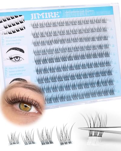 JIMIRE Natural Self Adhesive Eyelashes Wispy Pre Glued Lash Clusters
