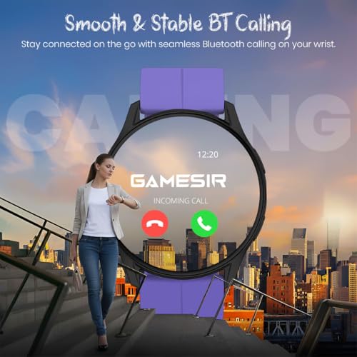 Image of GameSir Active 2 Smartwatch for Men & Women, 1.39 inch HD Round Display, Bluetooth Calling, Heart Rate & SPO₂, 100+ Sports Modes, IP67, Long Battery Life for Android & iOS (Magnetic Purple)