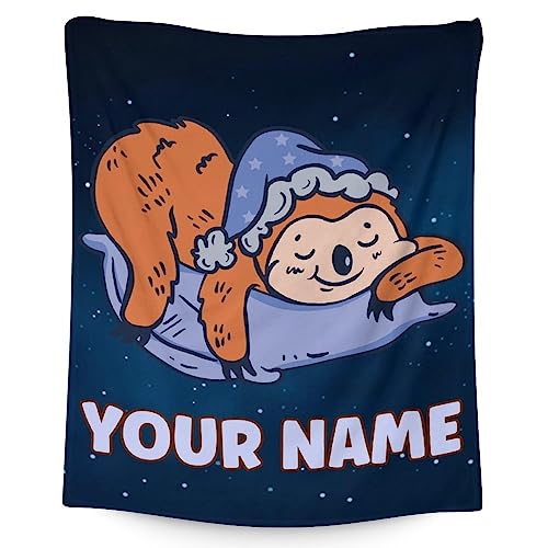 Mercuryelf Custom Sloth Throw Blanket - Soft, Fuzzy & Warm - 30x40 Inches Small Blankets for Lap, Crib - Dark Blue Cute Throws Gift for Baby