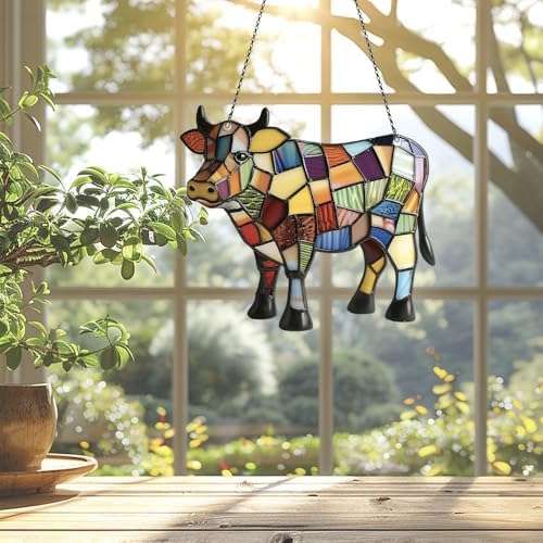 Image of Cow Acrylic Ornaments Suncatcher Women Men Gifts Christmas Decor