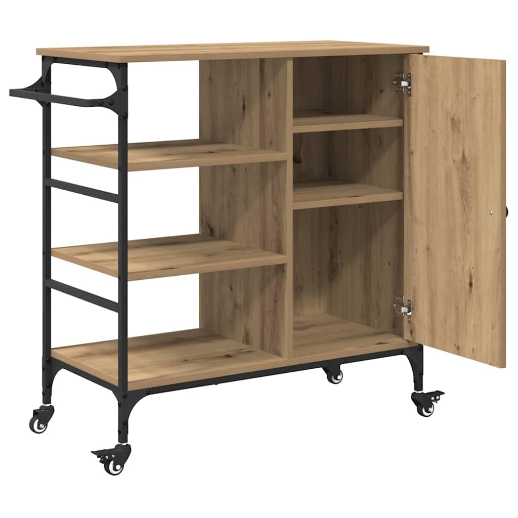 Carro de cocina de madera de ingeniería con ruedas 87,5 x 39 x 84,5 cm