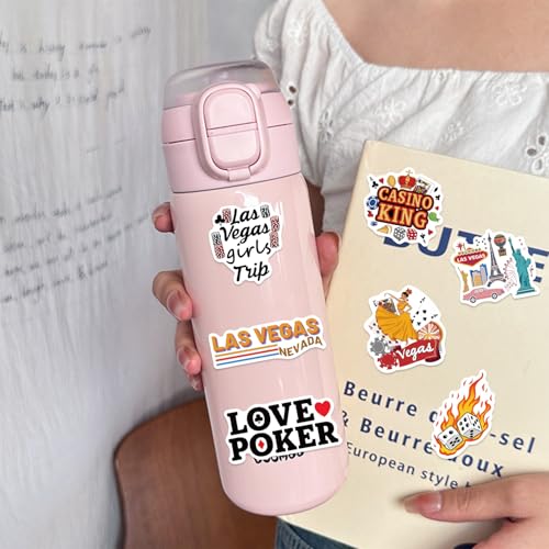 Image of 50Pcs Las Vegas Stickers, Cute Nevada Las Vegas City Waterproof Vinyl Laptops Decorative Decals, WLJIAO Kids Girls Water Bottles Luggage Journal Phone Guitar Party Gift Graffiti Sticker Pack