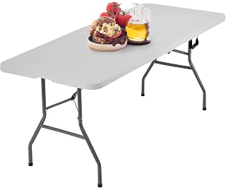 BestOffice 6FT Folding Picnic Table - Portable Plastic Camping Table for Parties, Events, Outdoor Dining - White