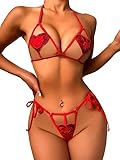Women Sexy Lingerie Set Unwrap Me Bow Tie Lingerie Lace Smooth Ribbon Lingerie Red