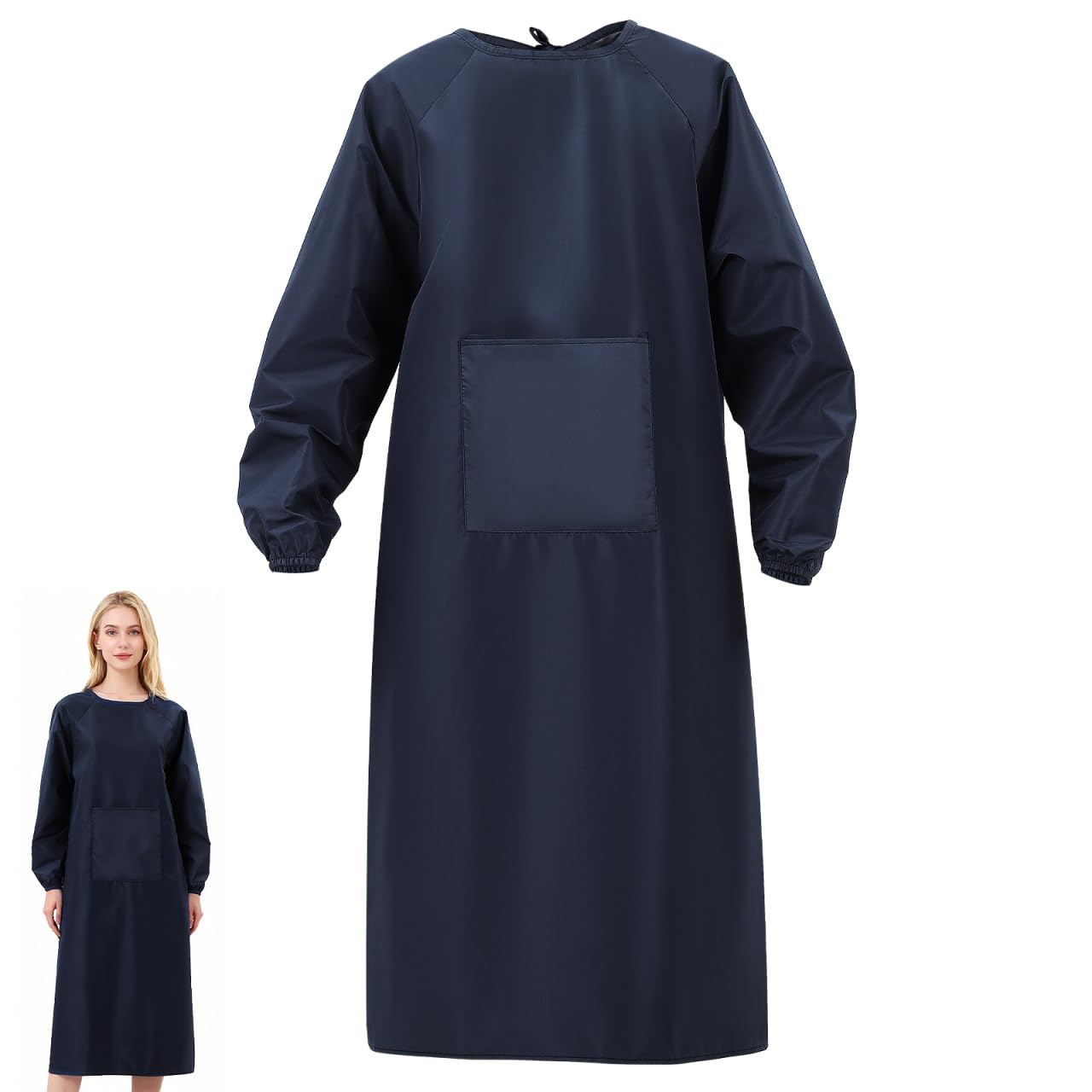 OSALADI Tablier Imperméable À Manches Longues Avec Poche Tablier De Travail Résistant À L'Huile Pour Hommes Femmes Vaisselle Nettoyage Et Travaux De Laboratoire Protection Robuste Gris