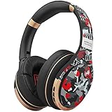 active noise cancelling headphones el a1 bluetooth headphones with microphone swivel ear pad over ear quick charge deep bass wired wireless headset for kids online class home office black gold 