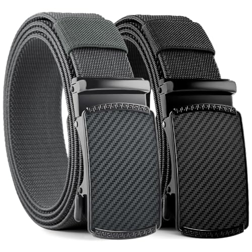 Ratchet Golf Belt for Men 2 pack, Nylon Web Tactical Belt, Trim to Fit