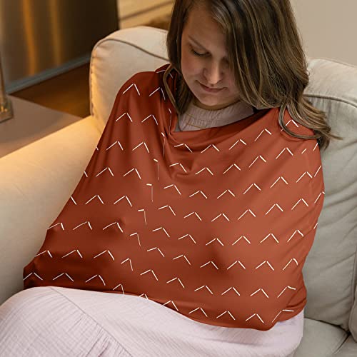 Image of Sweet Jojo Designs Orange Boho Arrow Boy Girl Infant Baby Car Seat Cover Nursing Breastfeeding Shopping Cart Stroller Canopy Rust Modern Bohemian Gender Neutral Farmhouse Southwest Arrows Diamond Tuft