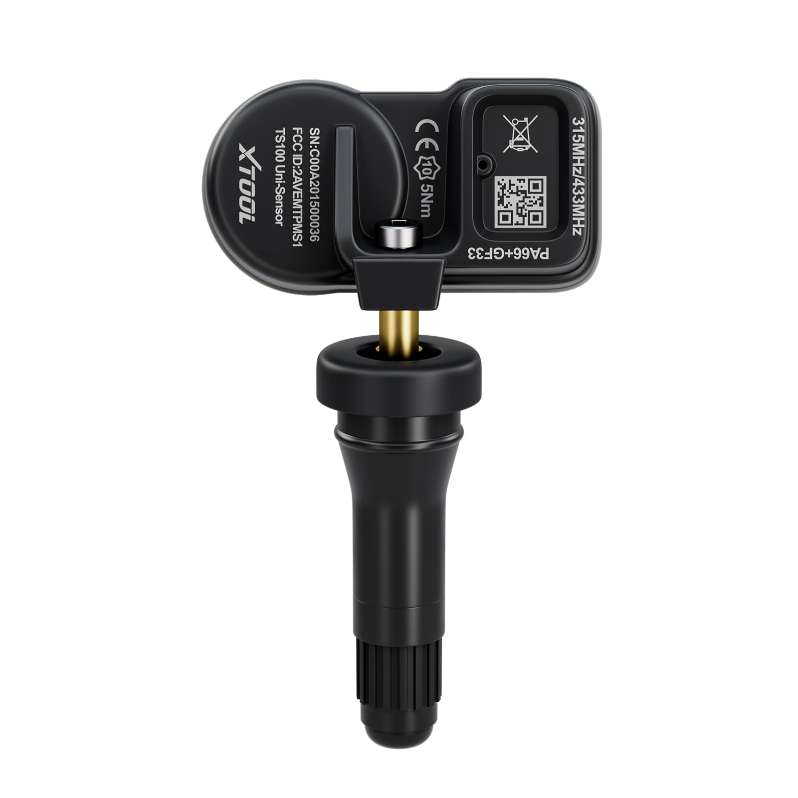 XTOOL TS100 TPMS Sensor 315/433MHz for All Vehicles, Programmable OEM TPMS Sensor Replacement, Tire Pressure Monitoring System Sensor, Rubber Valves