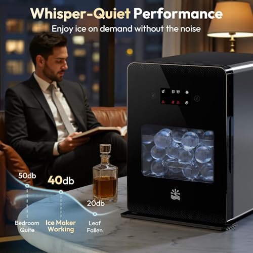 Image of 2'' Clear Ice Ball Maker - 4 Ice Spheres in 35min, 144 pcs /Day, Auto&Manual Fill, Fast Round Ice Machine with LCD Touch Panel, Self-Cleaning, Home & Bar Maker for Whiskey Bourborn Gift